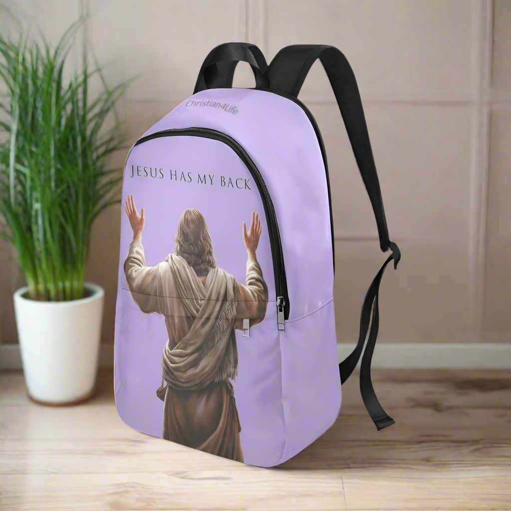 "Jesus Has My Back" Christian Backpack (Choose Purple Shade)