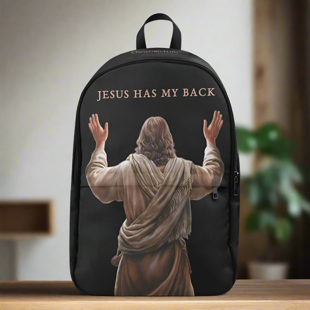 "Jesus Has My Back" Christian Backpack- with Bible Quotes