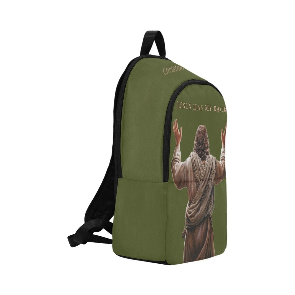 "Jesus Has My Back" Christian Backpack (Choose Green Shade)