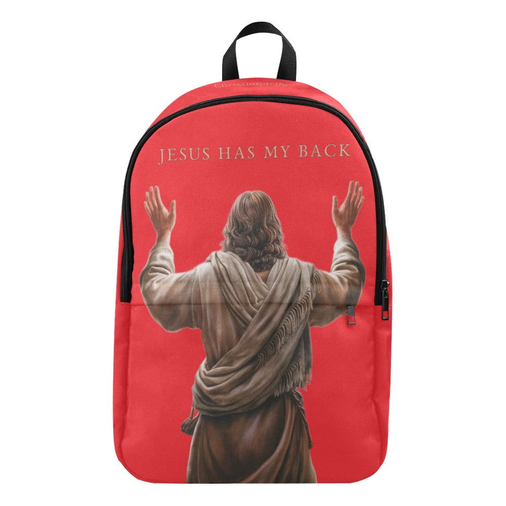"Jesus Has My Back" Christian Backpack (Choose Red Shade)