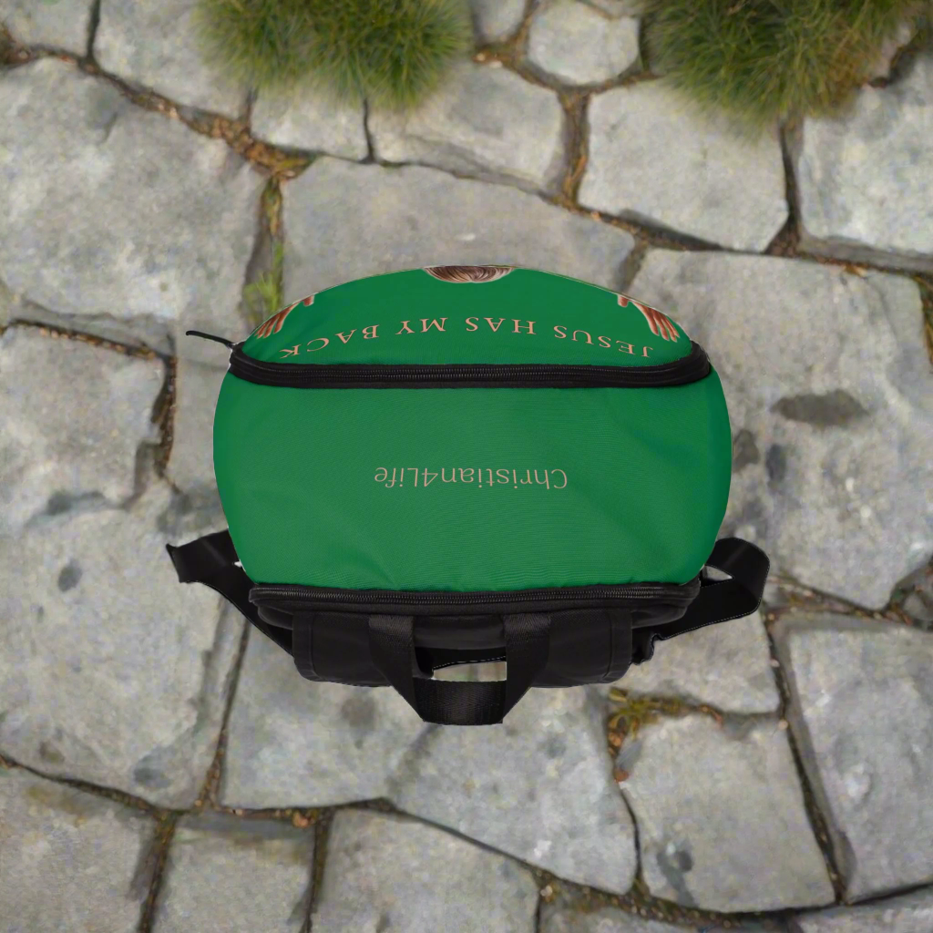 ’Jesus Has My Back’ design Christian Backpack (dark green) - One size - Bags