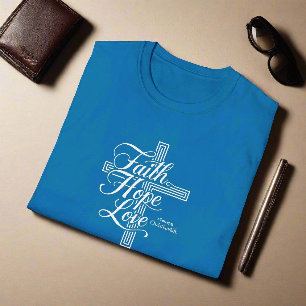 Unisex ’Faith Hope Love’ Christian Cotton Softstyle T-Shirt - T-Shirt