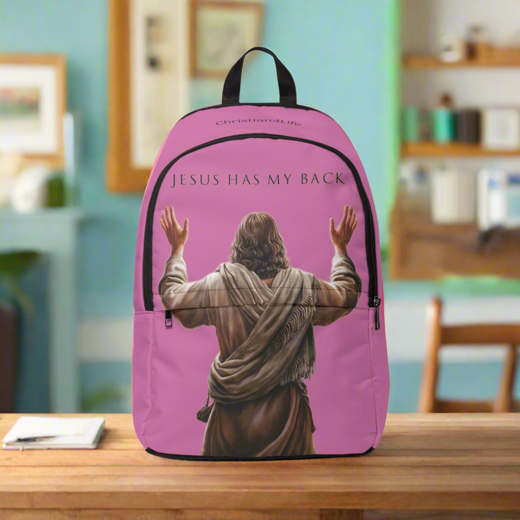 ’Jesus Has My Back’ Christian Backpack (light pink) - One size - Bags