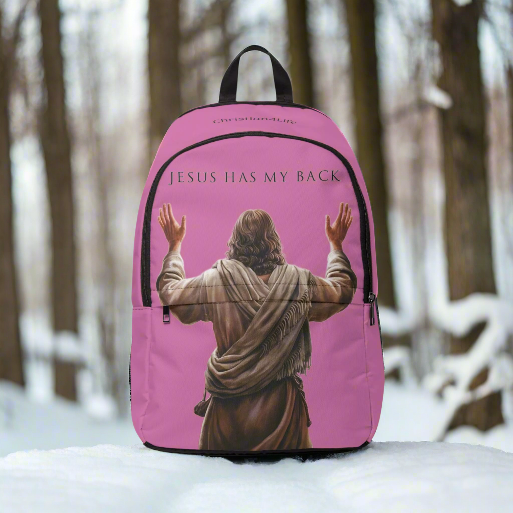 ’Jesus Has My Back’ Christian Backpack (light pink) - One size - Bags