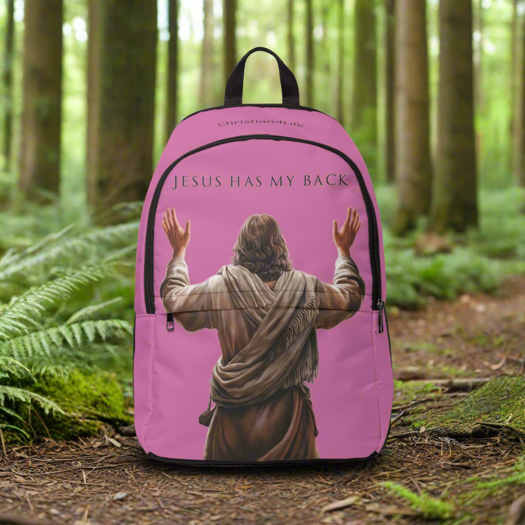 ’Jesus Has My Back’ Christian Backpack (light pink) - One size - Bags