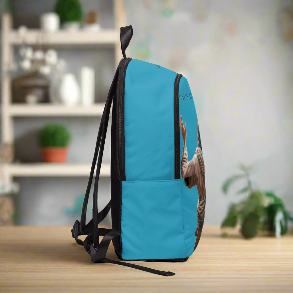 ’Jesus Has My Back’ design Christian Backpack (turquoise) - One size - Bags
