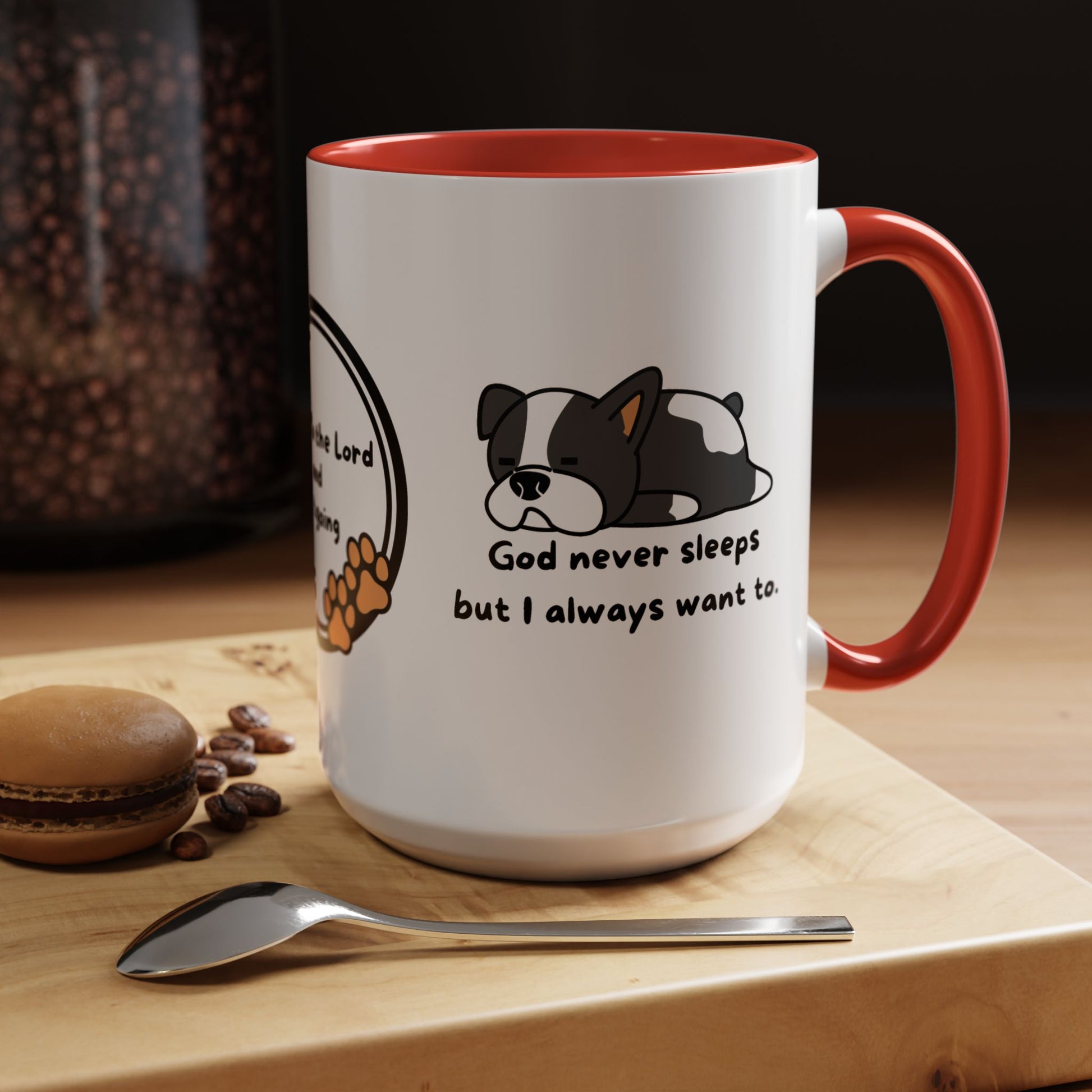 Christian ’God never sleeps’ 11 oz and 15oz Accent Mug multiple colors Christian Mug - 15oz / Red - Mug