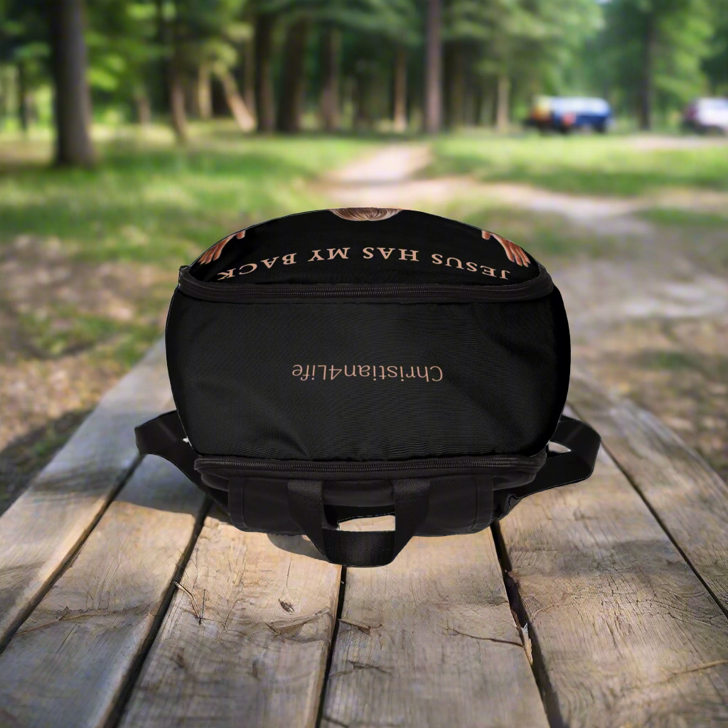 ’Jesus Has My Back’ Graphic design Christian Backpack (black) - One size - Bags