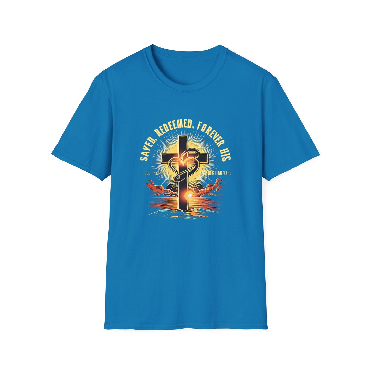 Unisex ’Saved Redeemed Forever His’ Christian Cotton Softstyle T-Shirt - Sapphire / S - T-Shirt