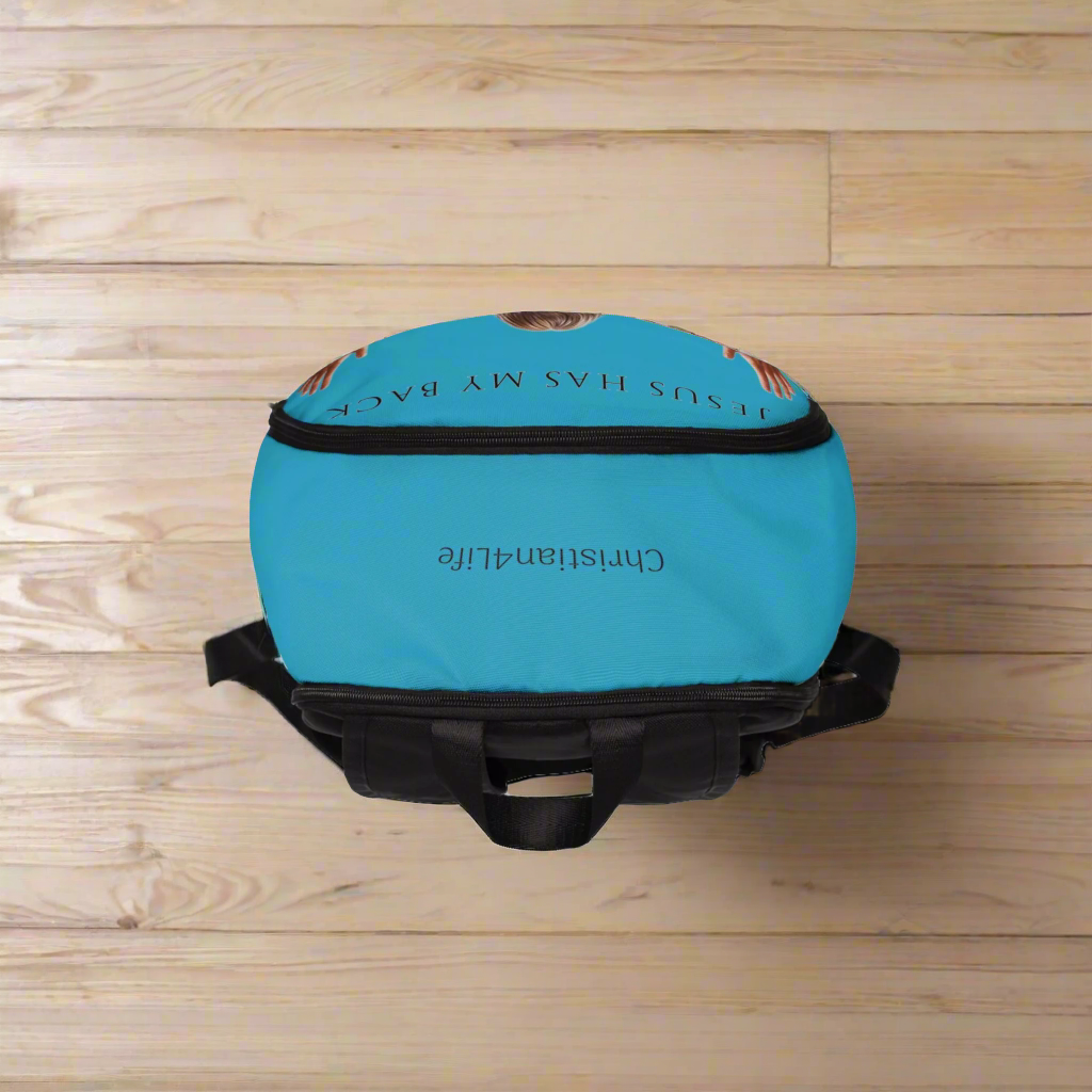 ’Jesus Has My Back’ design Christian Backpack (turquoise) - One size - Bags