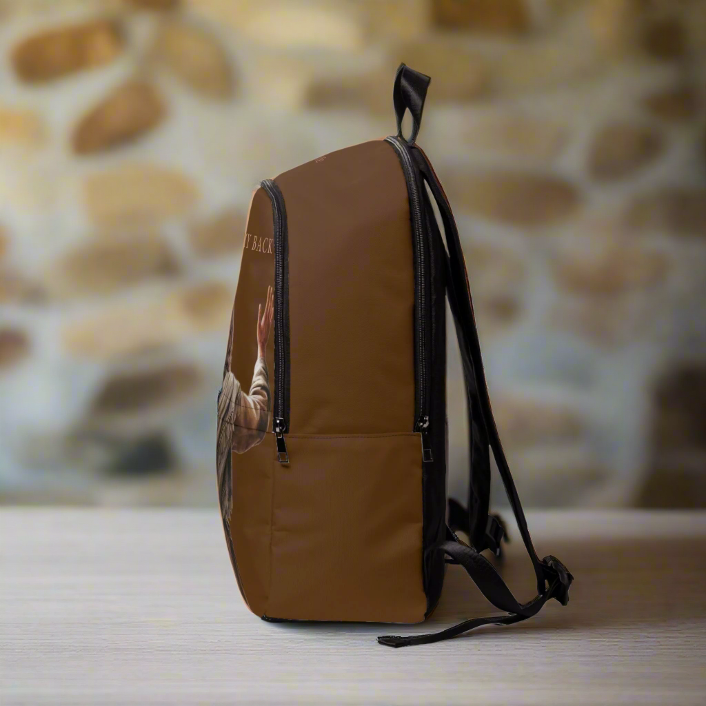 ’Jesus Has My Back’ Graphic design Christian Backpack (brown) - One size - Bags