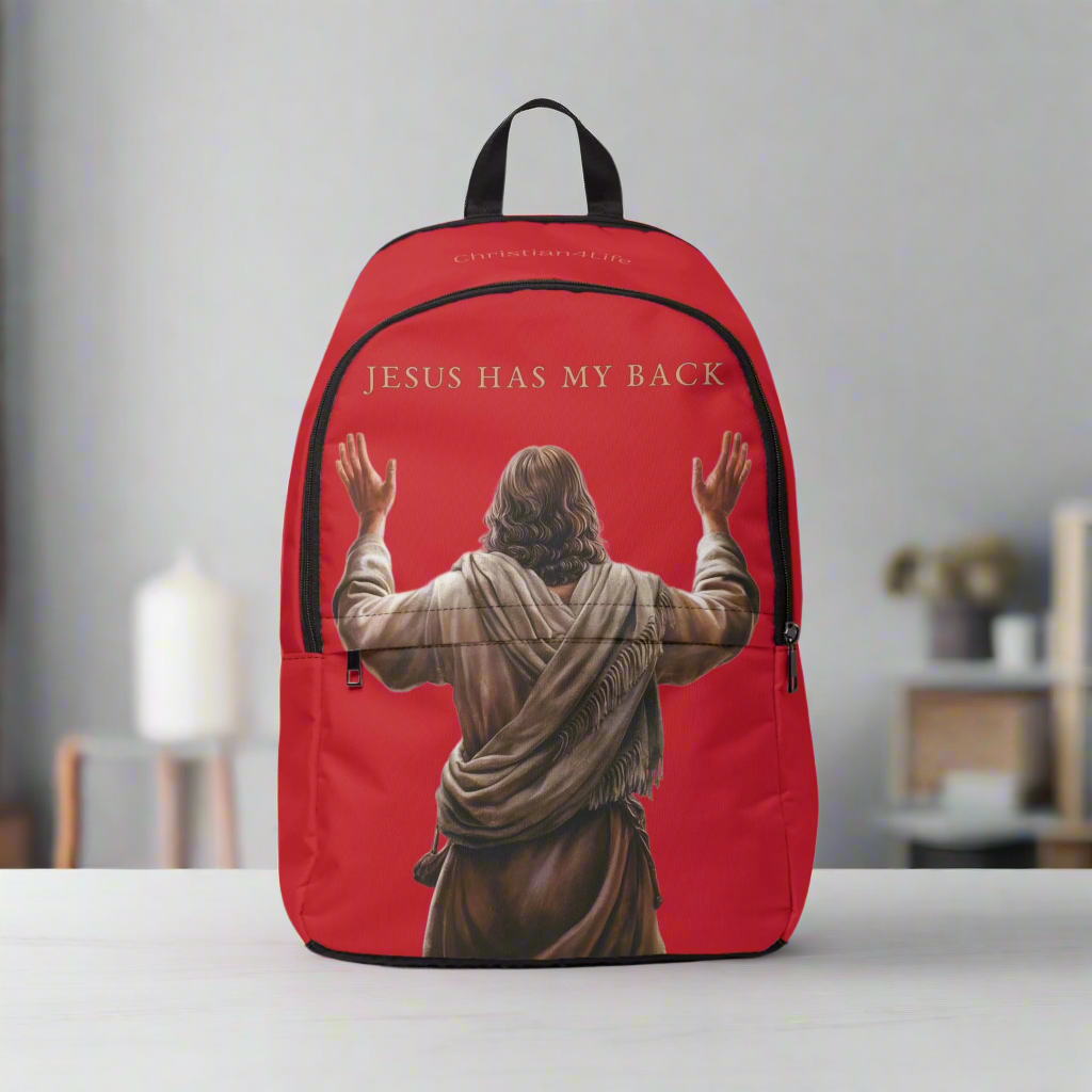 ’Jesus Has My Back’ Graphic design Christian Backpack (dark red) - One size - Bags