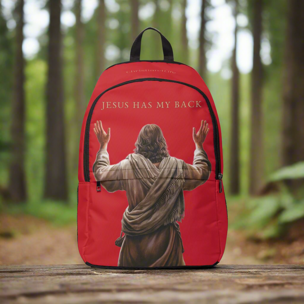 ’Jesus Has My Back’ Graphic design Christian Backpack (dark red) - One size - Bags