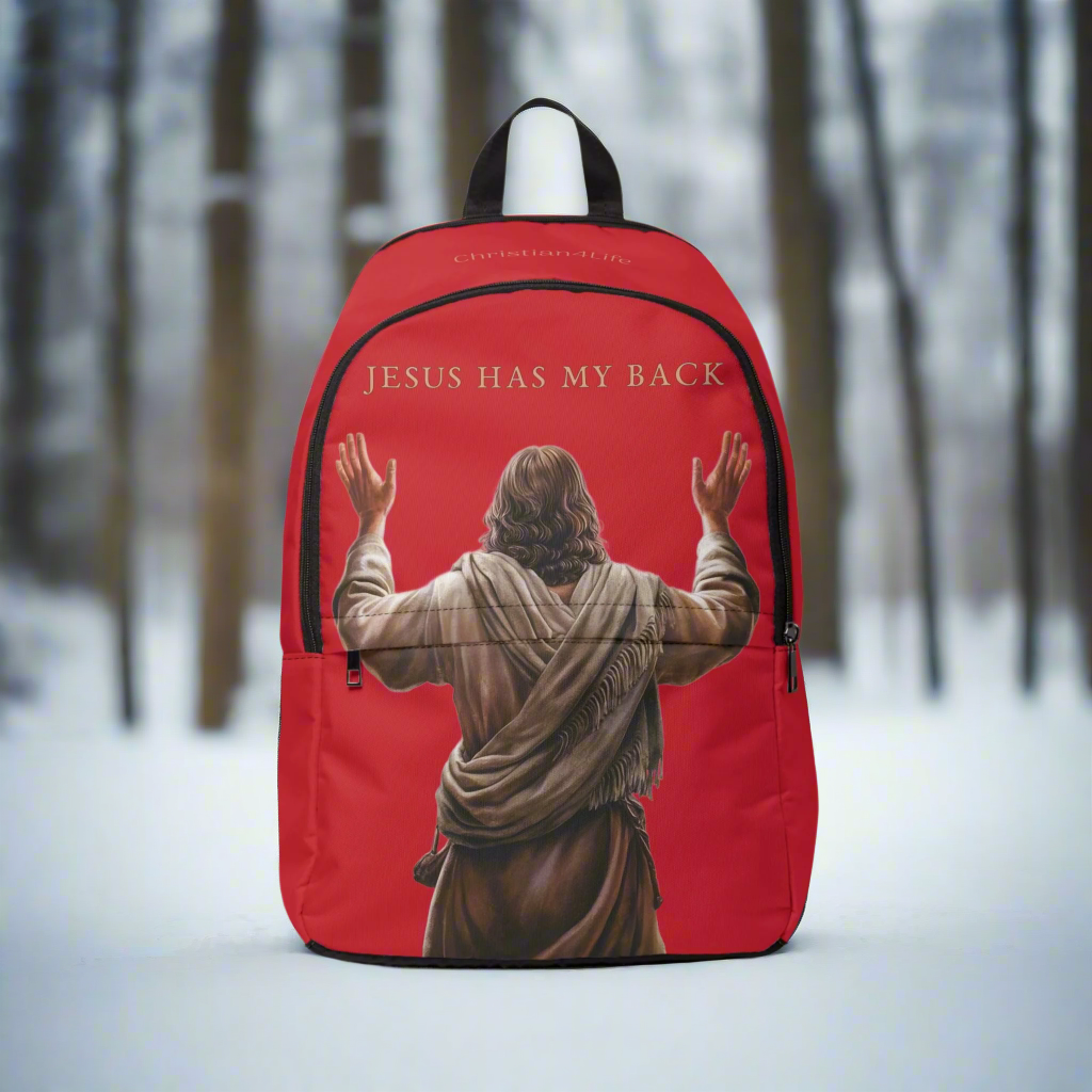 ’Jesus Has My Back’ Graphic design Christian Backpack (dark red) - One size - Bags