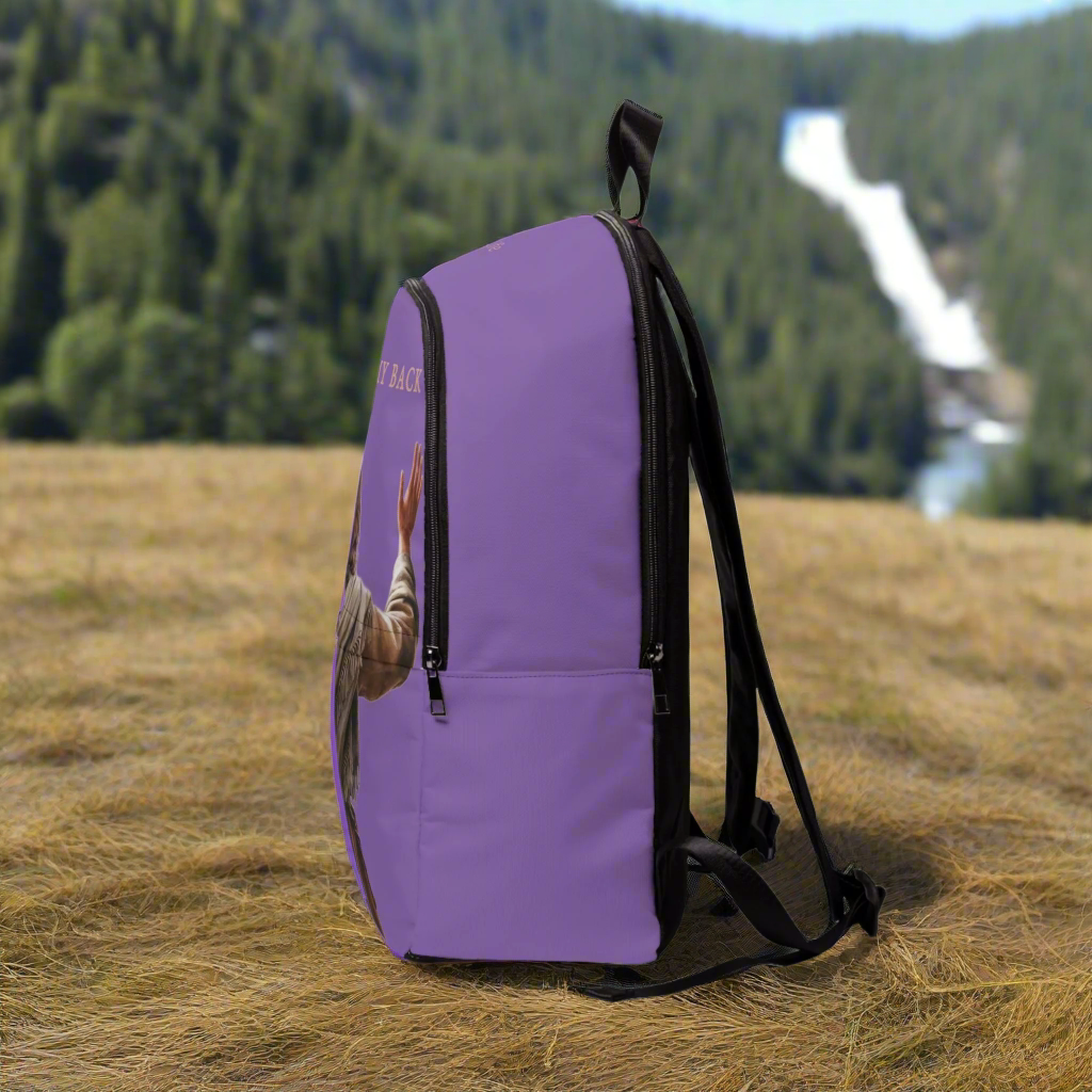 ’Jesus Has My Back’ Christian Backpack (light purple) - One size - Bags