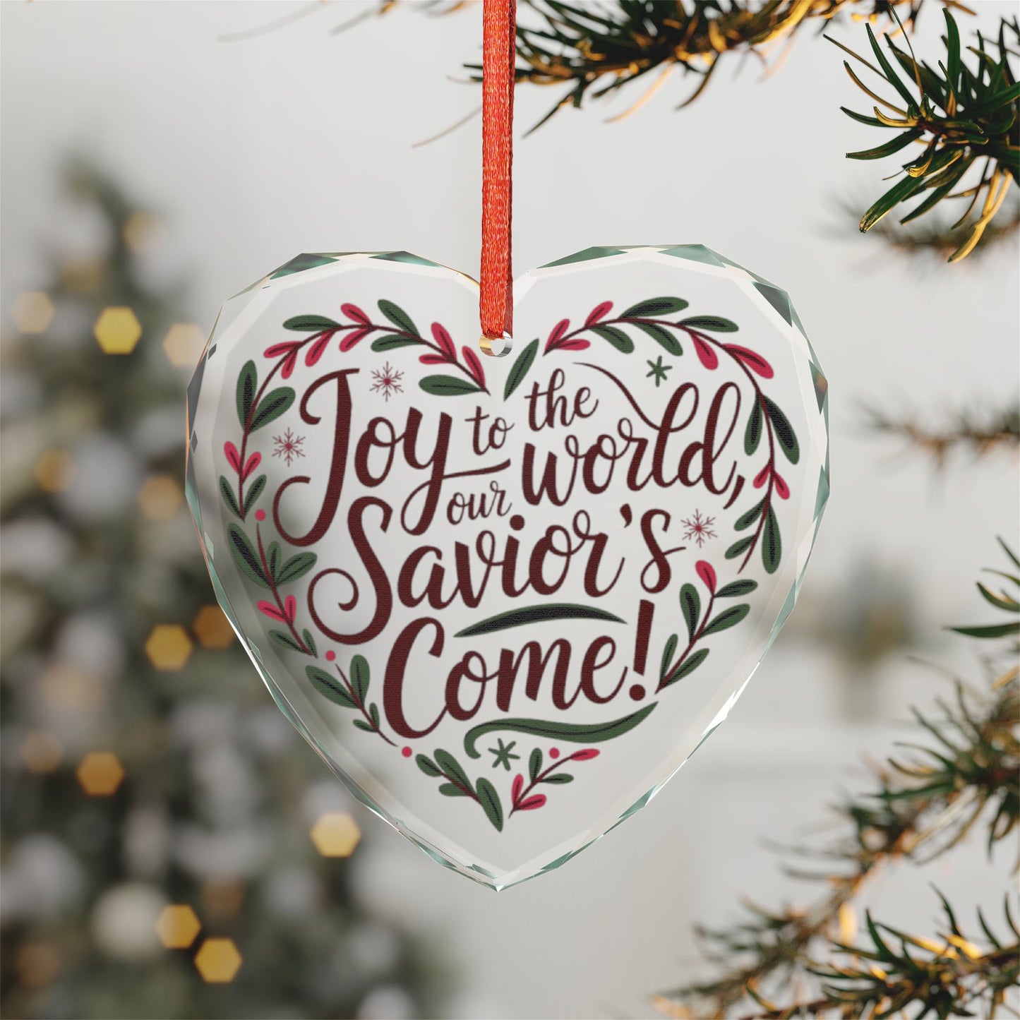 Crystal Heart and Round Glass Ornament