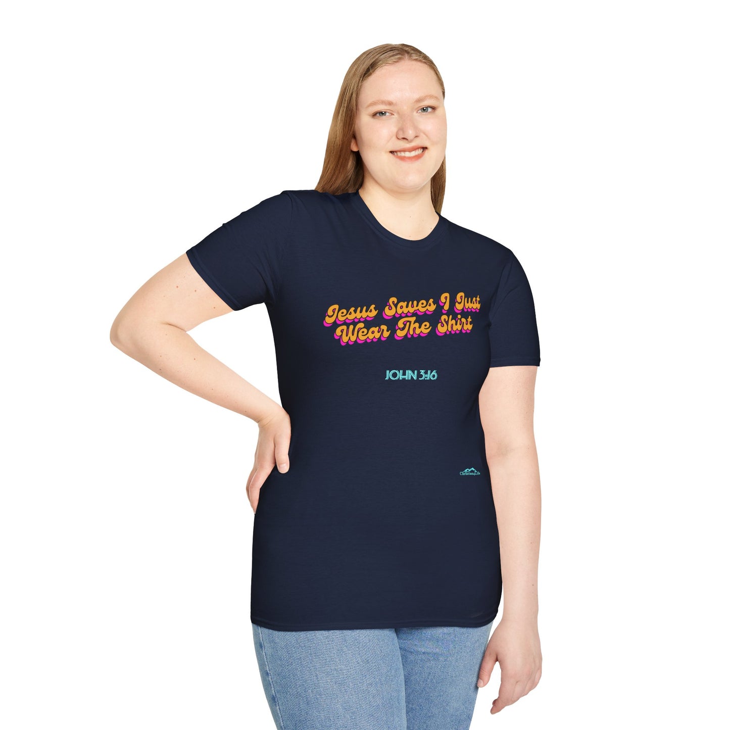 "Jesus Saves, I just Wear the Shirt" Unisex Cotton Softstyle T-Shirt