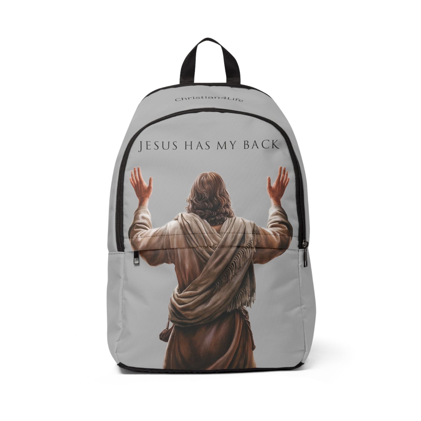 ’Jesus Has My Back’ Graphic design Christian Backpack (light grey) - One size - Bags