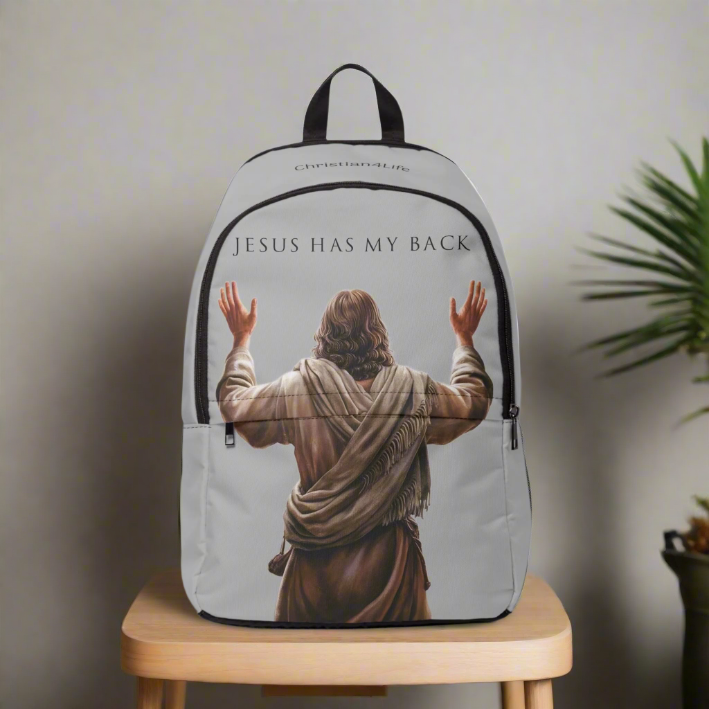 ’Jesus Has My Back’ Graphic design Christian Backpack (light grey) - One size - Bags