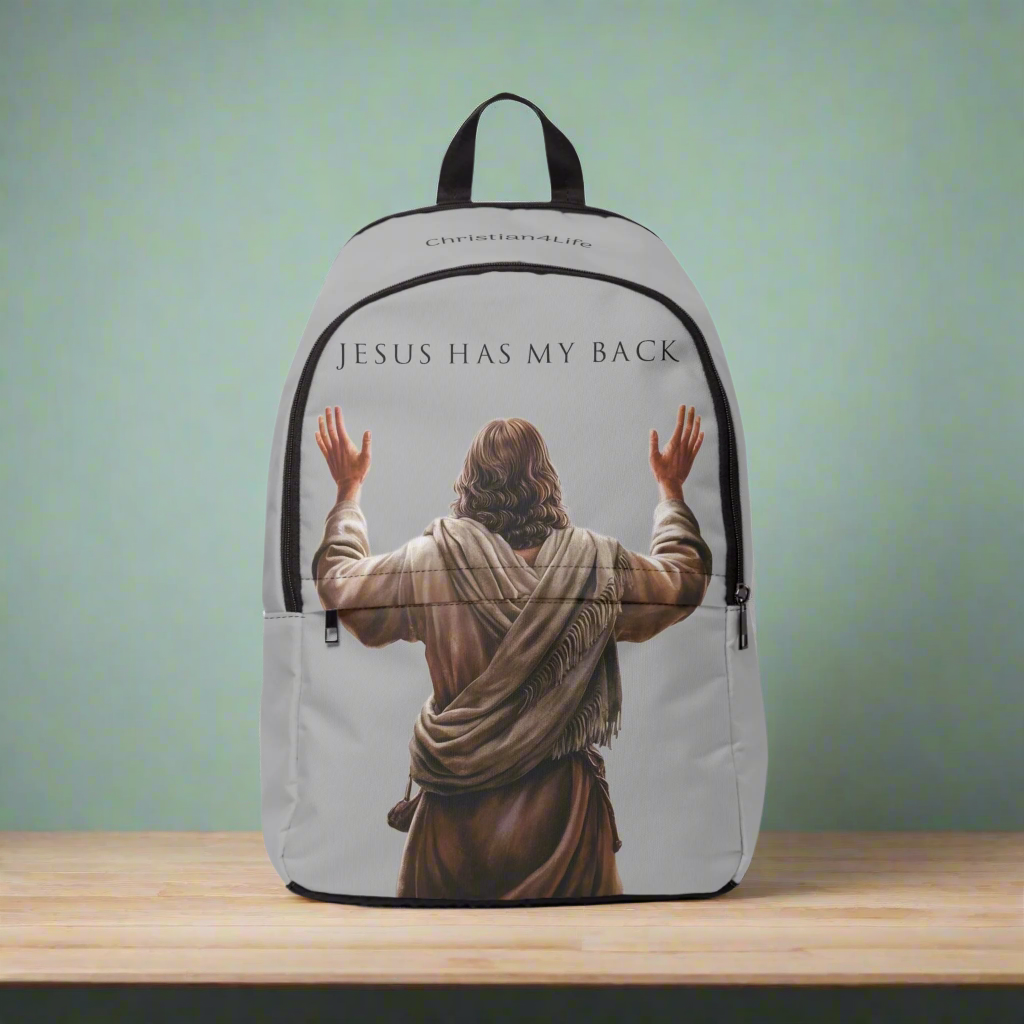 ’Jesus Has My Back’ Graphic design Christian Backpack (light grey) - One size - Bags