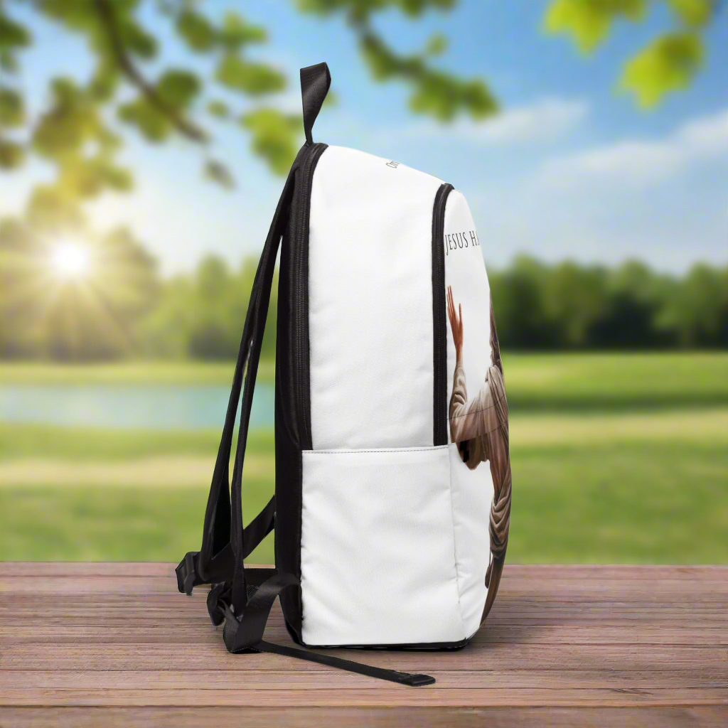 ’Jesus Has My Back’ Graphic design Christian Backpack (white) - One size - Bags