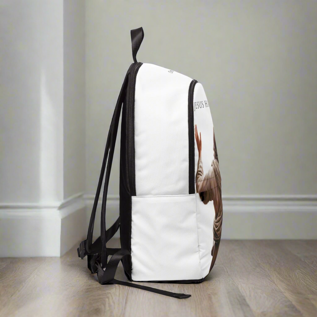 ’Jesus Has My Back’ Graphic design Christian Backpack (white) - One size - Bags