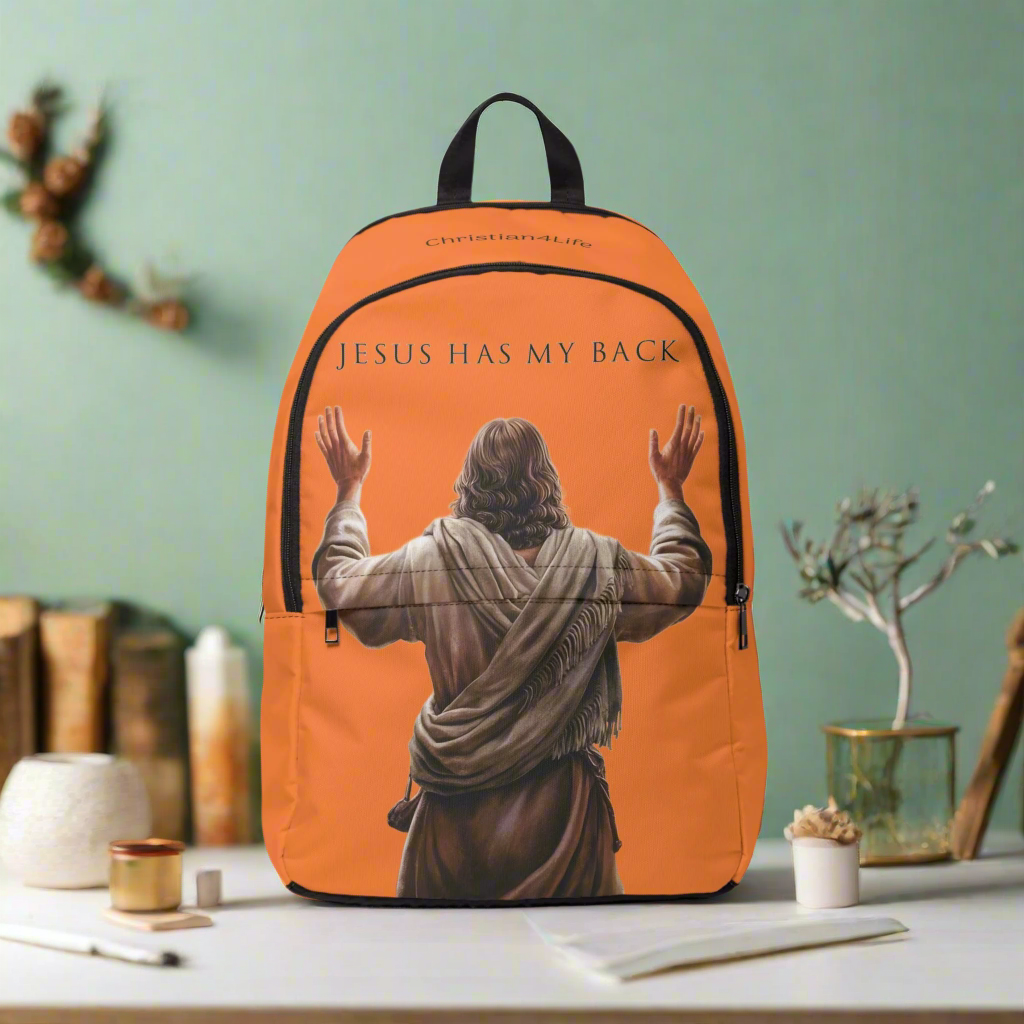 ’Jesus Has My Back’ Graphic design Christian Backpack (crusta warm orange) - One size - Bags