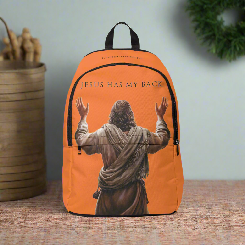’Jesus Has My Back’ Graphic design Christian Backpack (crusta warm orange) - One size - Bags