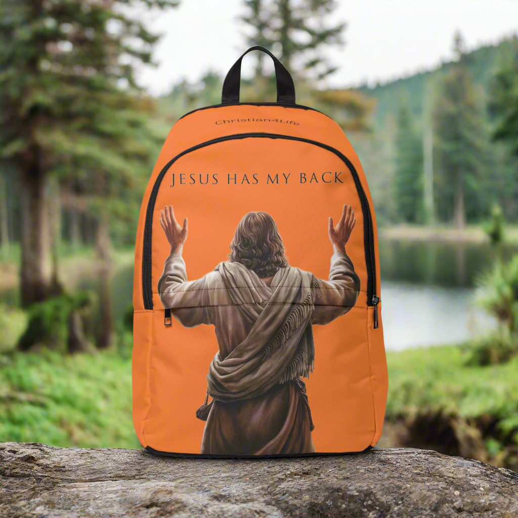 ’Jesus Has My Back’ Graphic design Christian Backpack (crusta warm orange) - One size - Bags