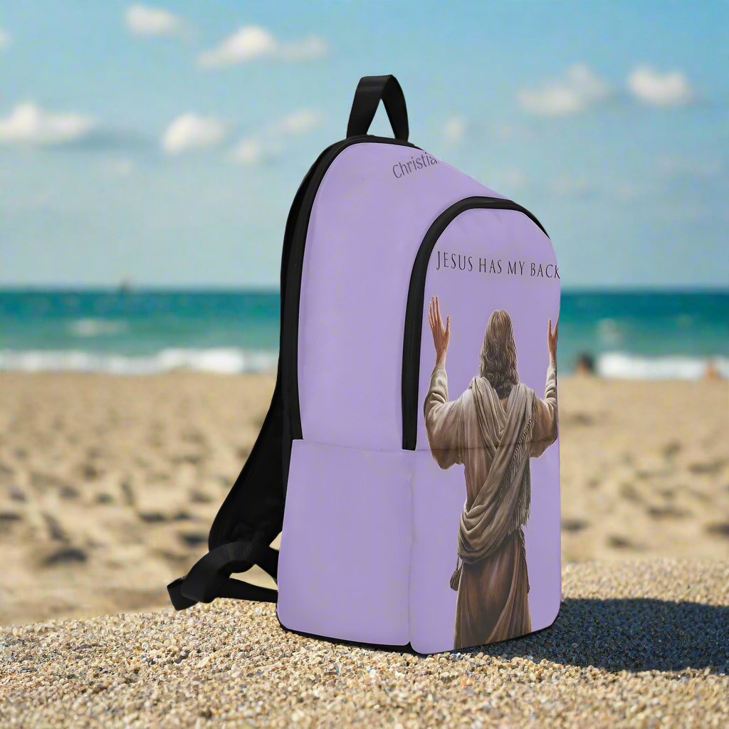 "Jesus Has My Back" Christian Backpack (Choose Purple Shade)