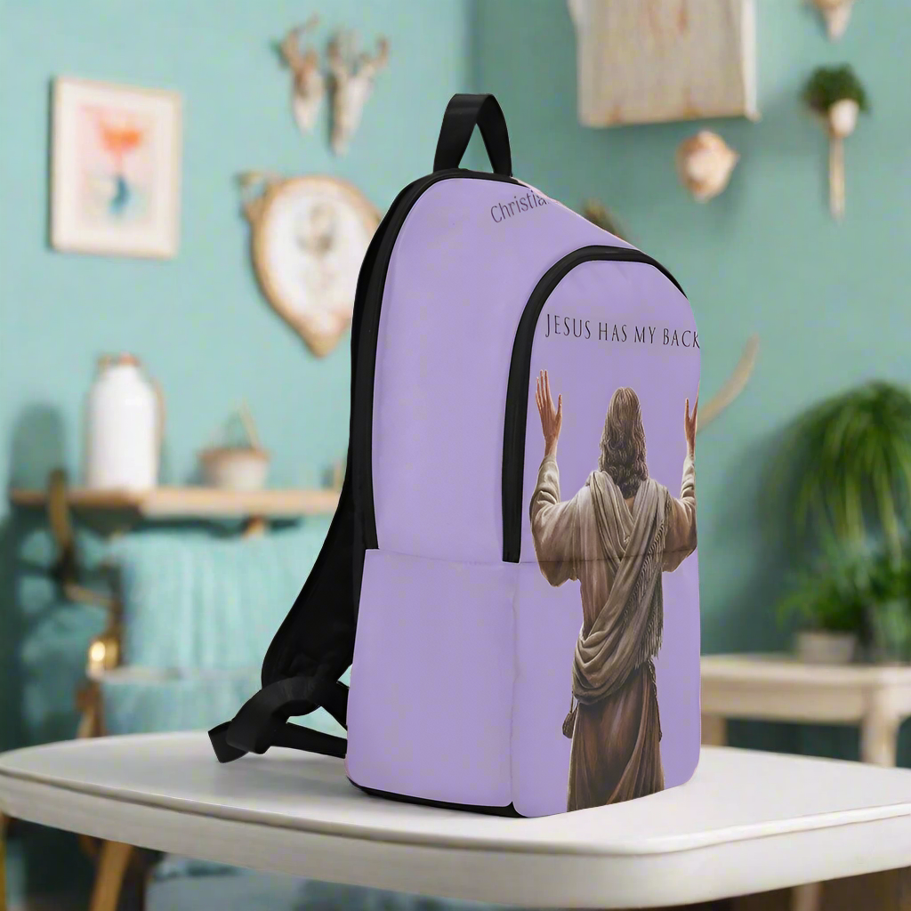 "Jesus Has My Back" Christian Backpack (Choose Purple Shade)