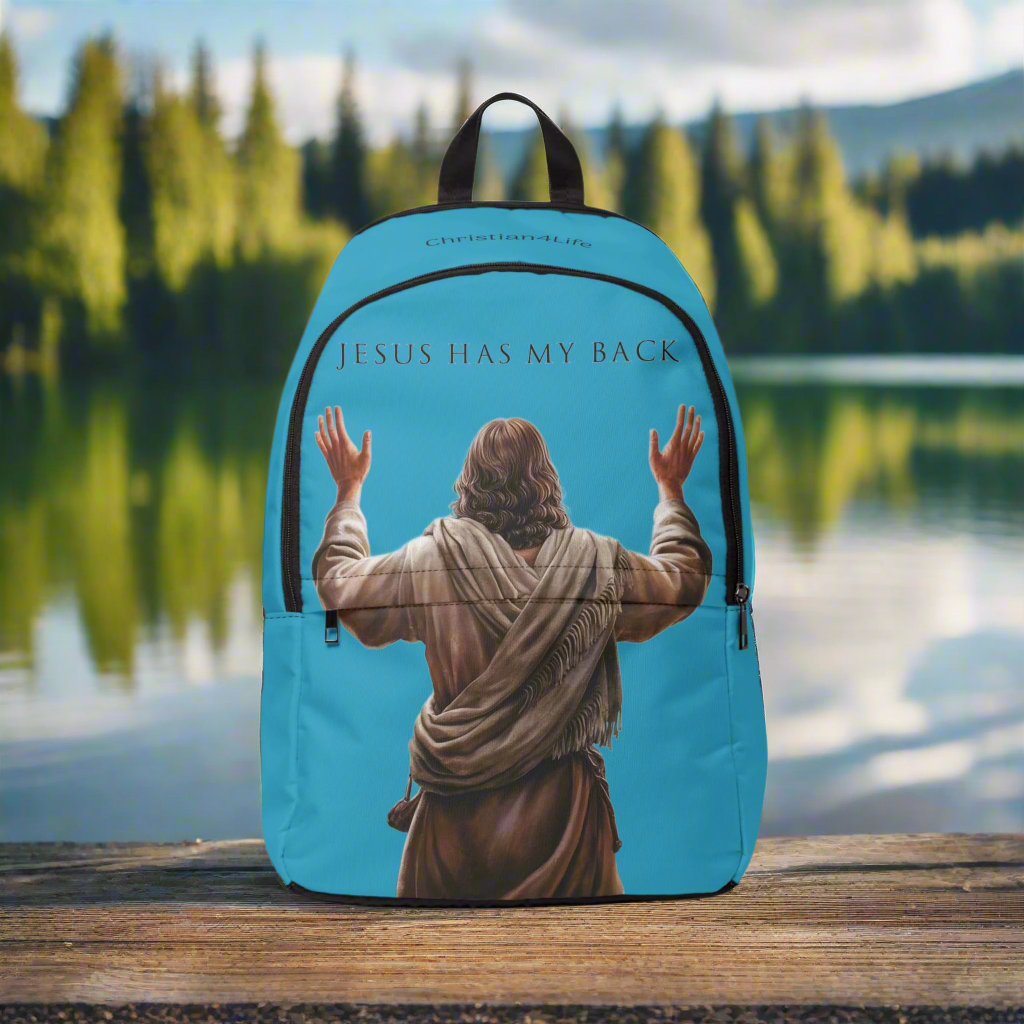 ’Jesus Has My Back’ design Christian Backpack (turquoise) - One size - Bags