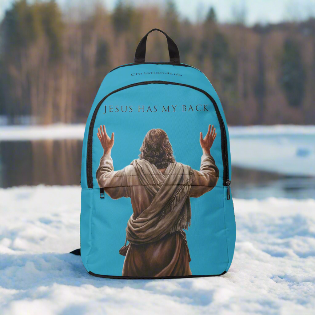 ’Jesus Has My Back’ design Christian Backpack (turquoise) - One size - Bags