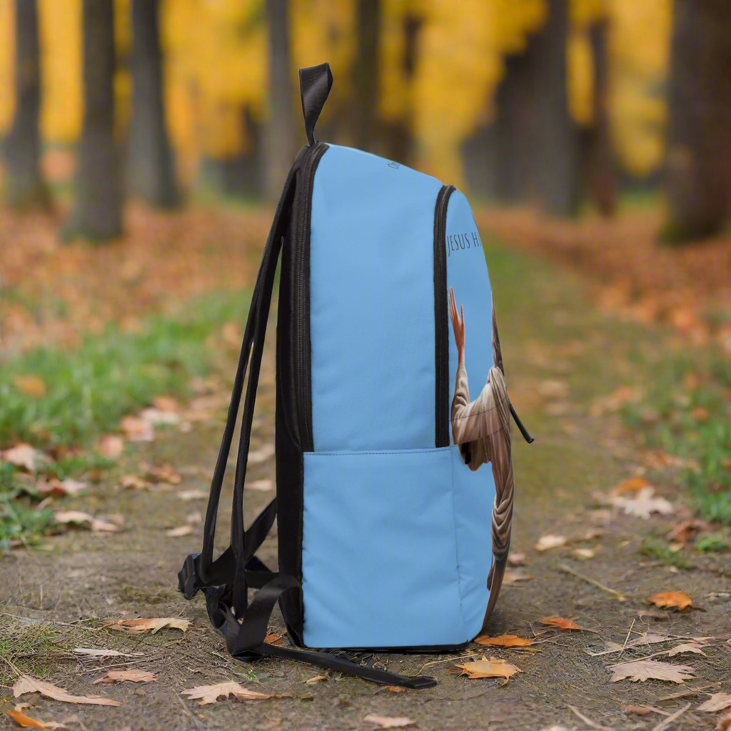’Jesus Has My Back’ design Christian Backpack (light blue) - One size - Bags