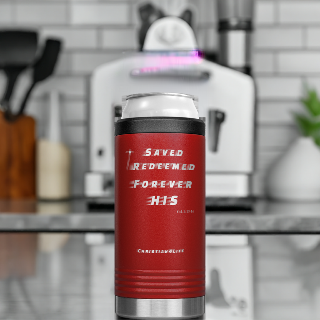 12oz Christian Cozie Insulated Tumbler -Saved Redeemed Forever His - Tumblers