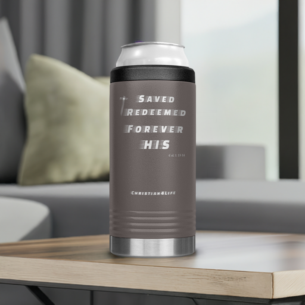 12oz Christian Cozie Insulated Tumbler -Saved Redeemed Forever His - Tumblers