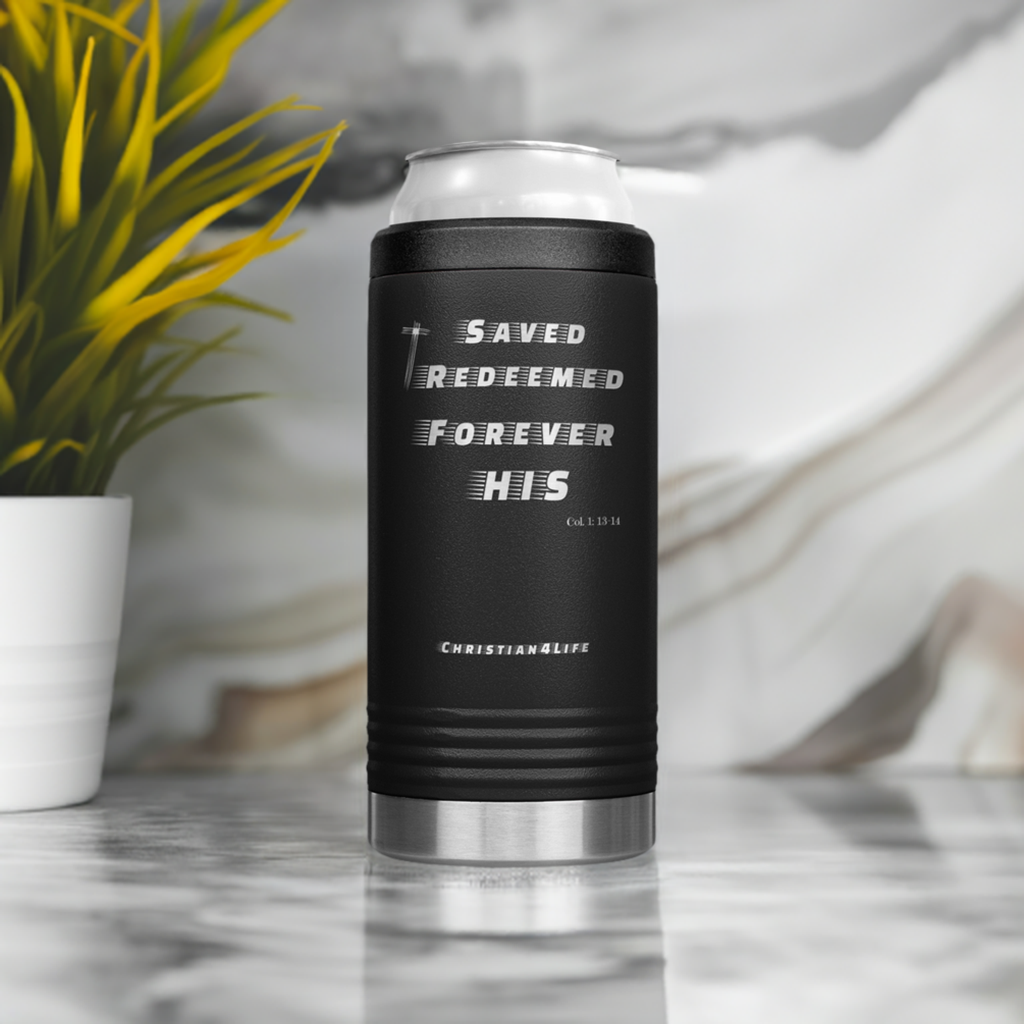 12oz Christian Cozie Insulated Tumbler -Saved Redeemed Forever His - Tumblers