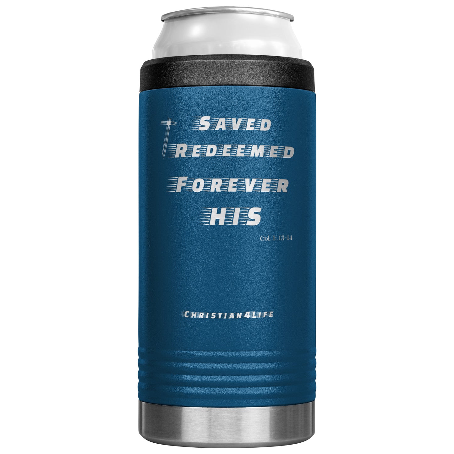 12oz Christian Cozie Insulated Tumbler -Saved Redeemed Forever His - Blue - Tumblers