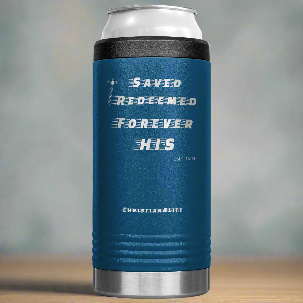 12oz Christian Cozie Insulated Tumbler -Saved, Redeemed, Forever His