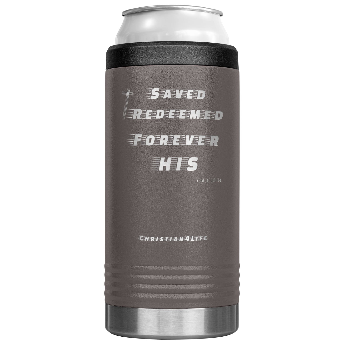 12oz Christian Cozie Insulated Tumbler -Saved Redeemed Forever His - Pewter - Tumblers