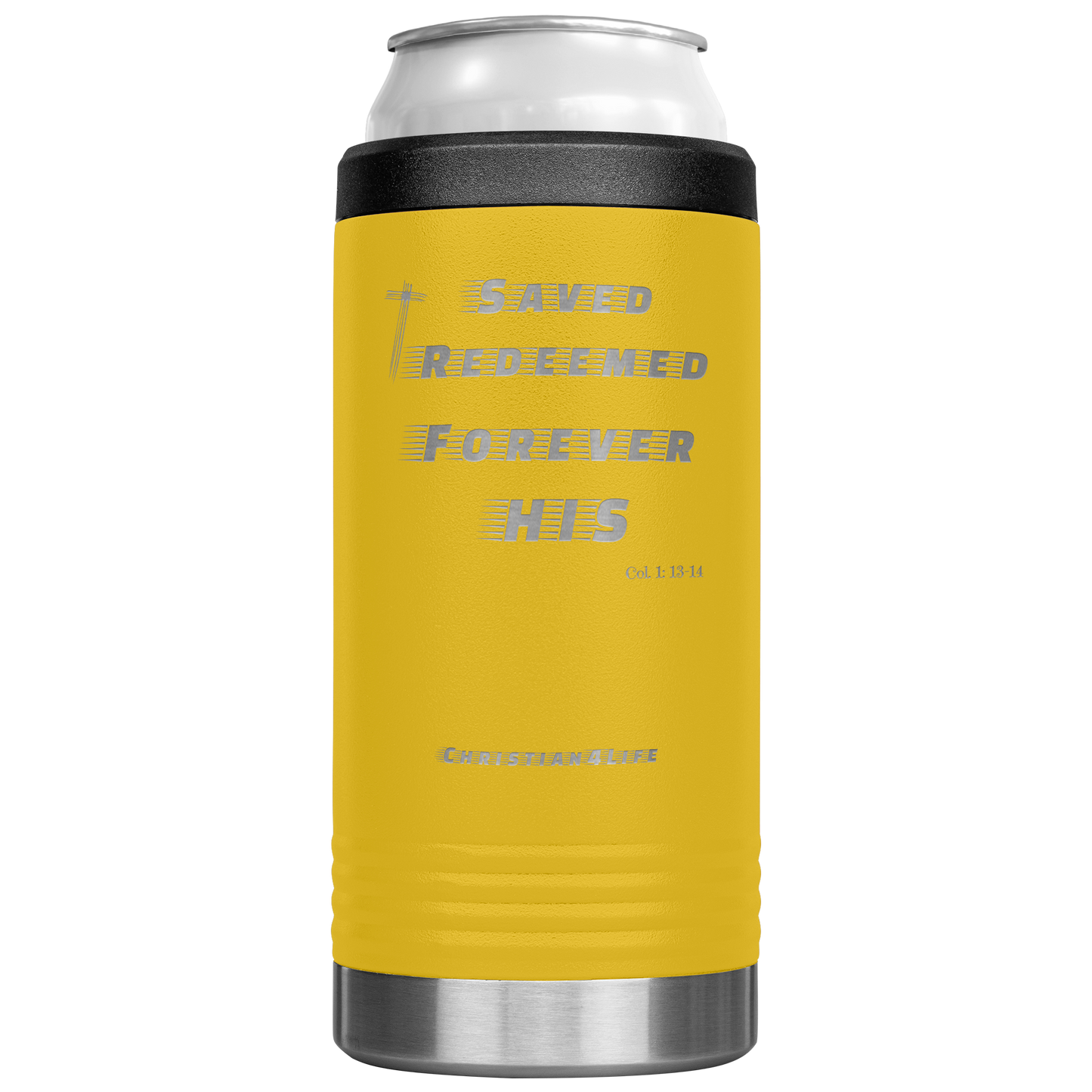 12oz Christian Cozie Insulated Tumbler -Saved Redeemed Forever His - Yellow - Tumblers
