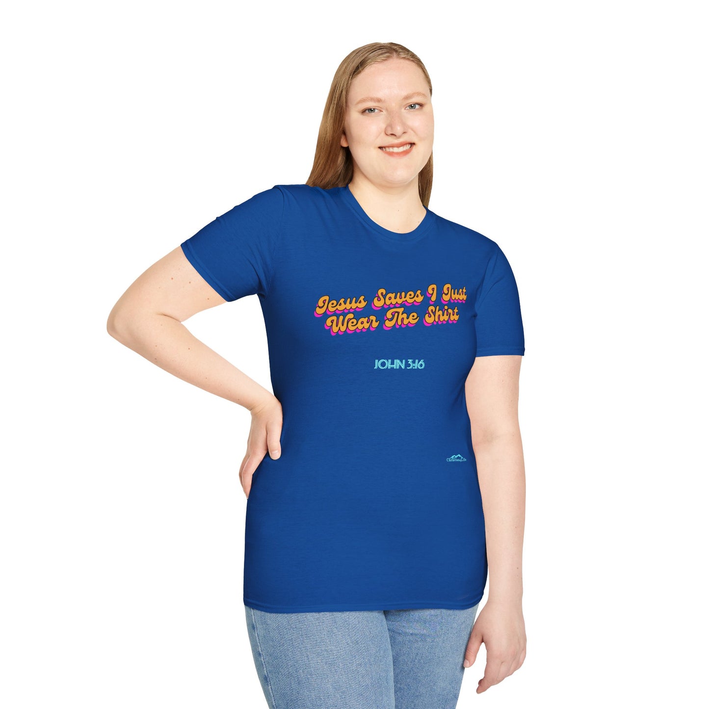 "Jesus Saves, I just Wear the Shirt" Unisex Cotton Softstyle T-Shirt