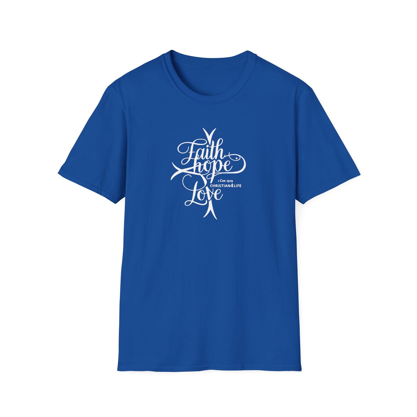 ’Faith Hope Love’ Unisex Christian Cotton Softstyle T-Shirt - Royal / S - T-Shirt