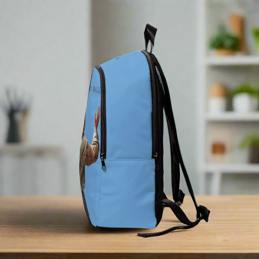 ’Jesus Has My Back’ design Christian Backpack (light blue) - One size - Bags