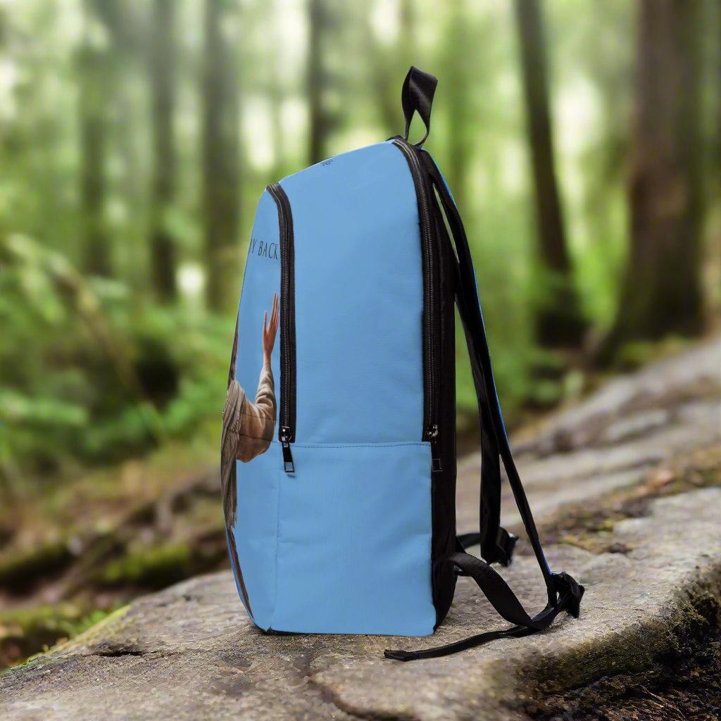 ’Jesus Has My Back’ design Christian Backpack (light blue) - One size - Bags