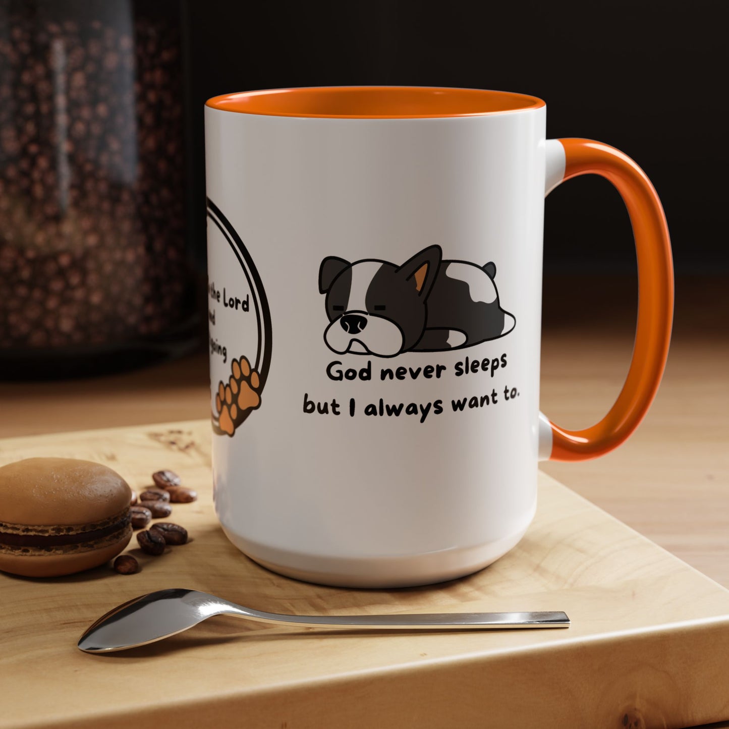 Christian ’God never sleeps’ 11 oz and 15oz Accent Mug multiple colors Christian Mug - 15oz / Orange - Mug