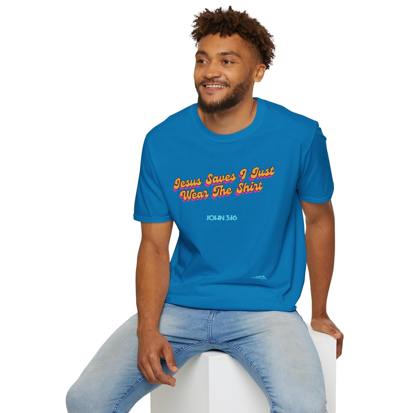 "Jesus Saves, I just Wear the Shirt" Unisex Cotton Softstyle T-Shirt