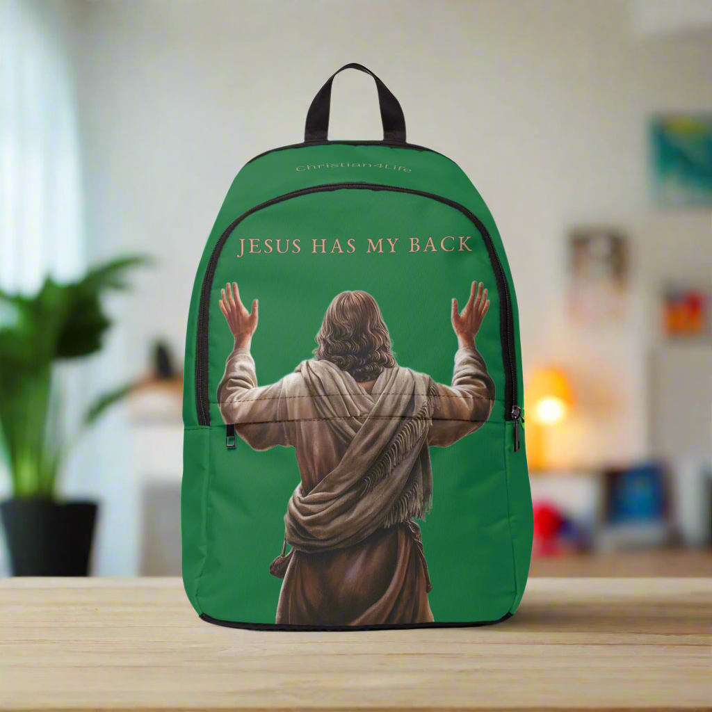 ’Jesus Has My Back’ design Christian Backpack (dark green) - One size - Bags