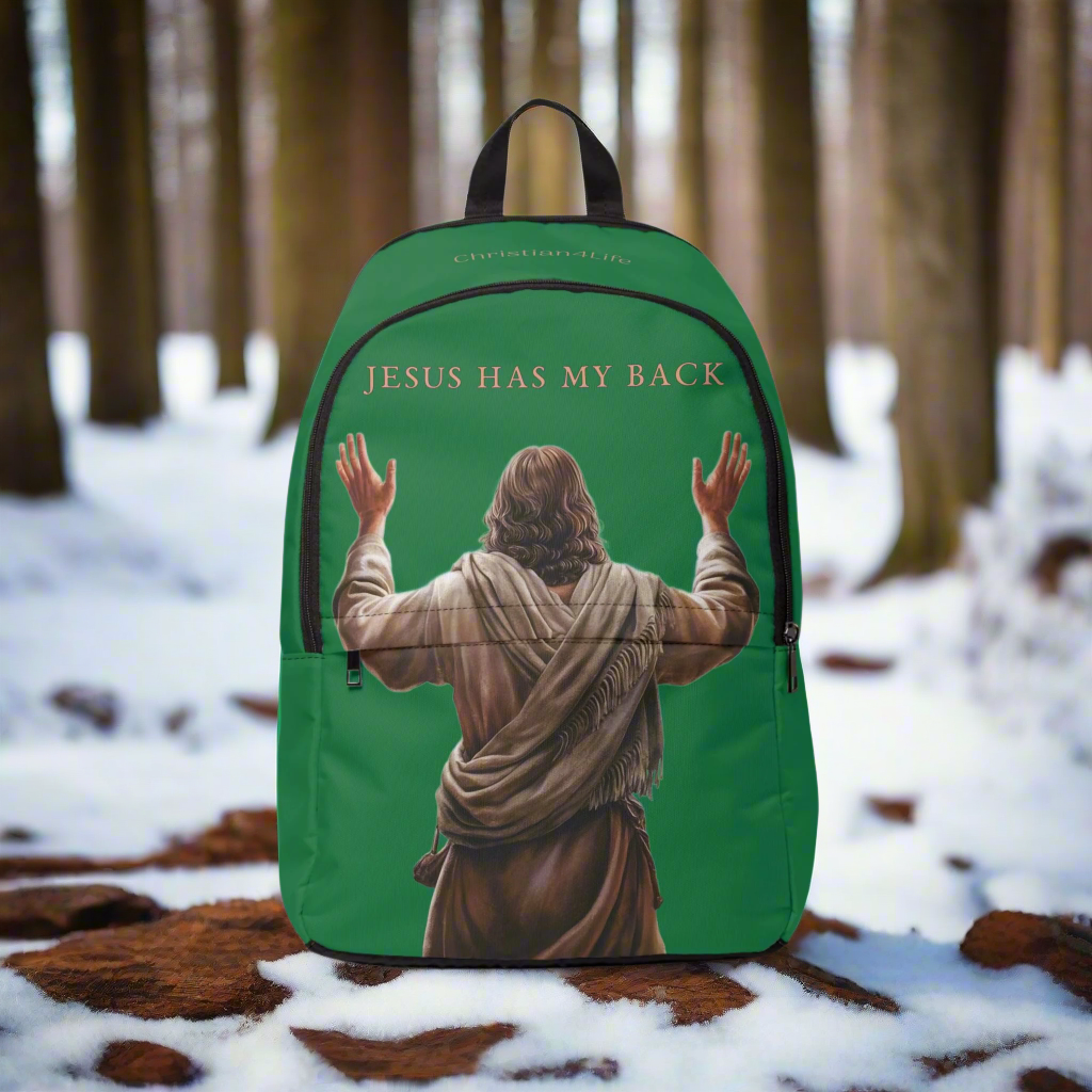 ’Jesus Has My Back’ design Christian Backpack (dark green) - One size - Bags