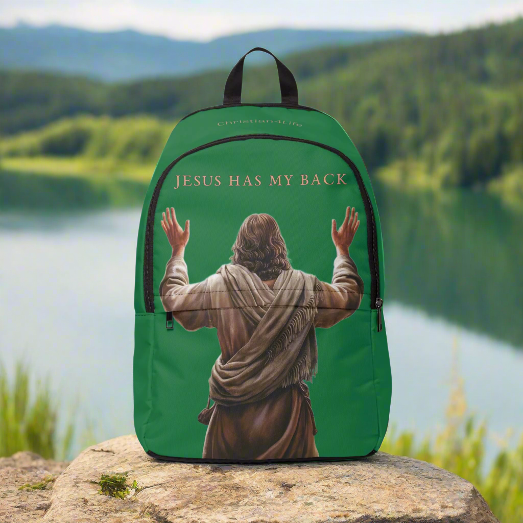 ’Jesus Has My Back’ design Christian Backpack (dark green) - One size - Bags